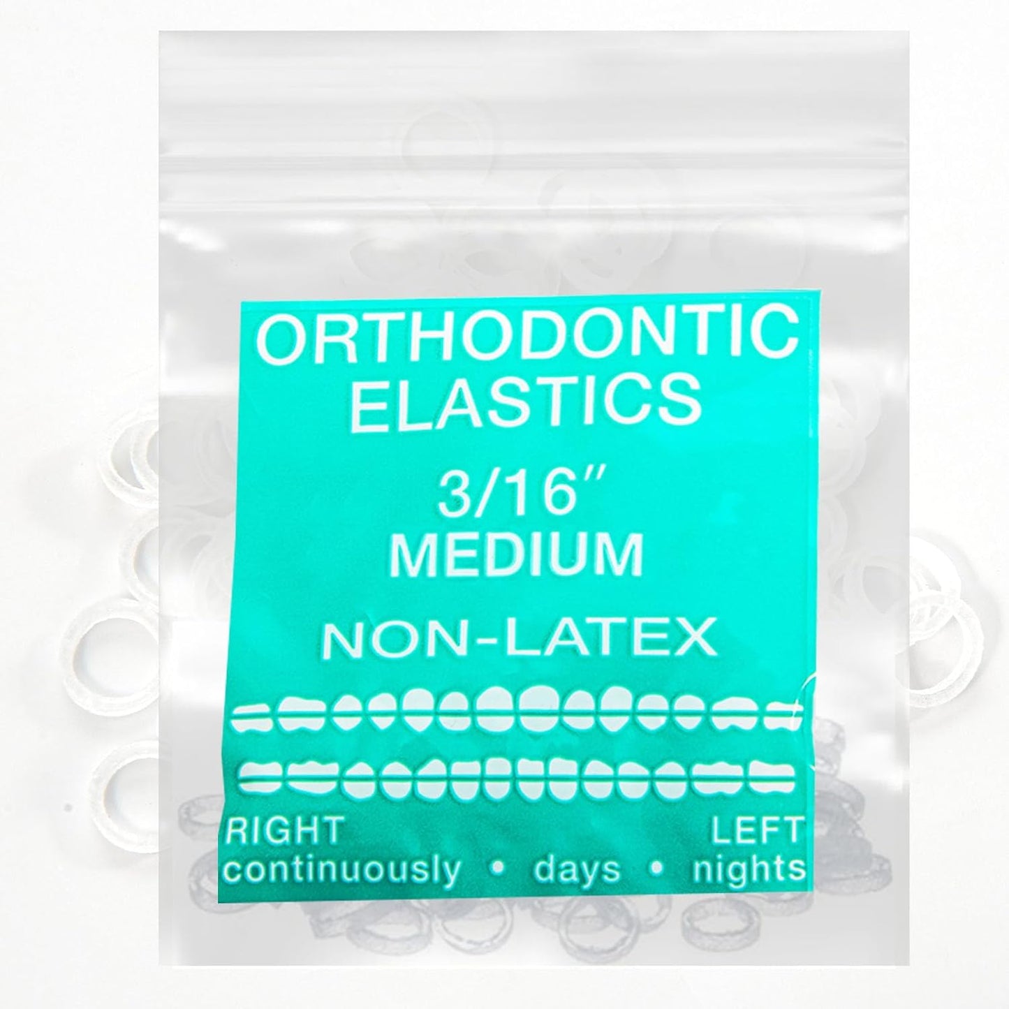 Orthodontic Elastic Bands 3/16" Medium Non-Latex